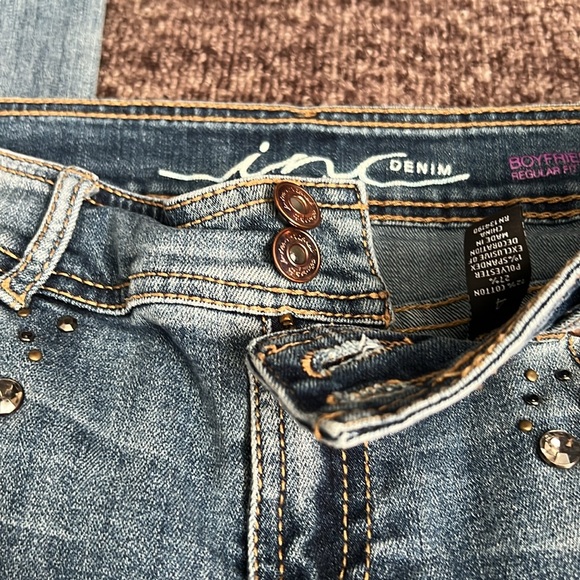 INC Denim Boyfriend Regular Fit Embellished Pocket Size 4 jeans - Picture 5 of 13